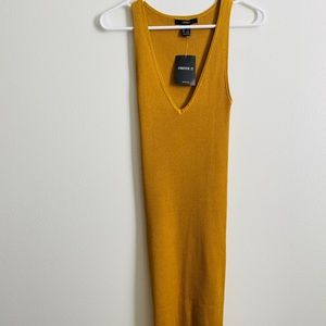 NWT forever 21 mustard yellow sleeveless midi dress size Small